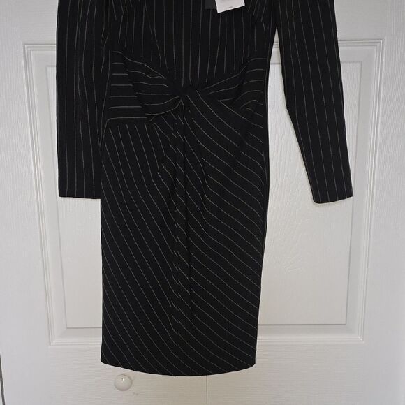 DKNY legant Black Striped Dress NEW - Picture 3 of 10